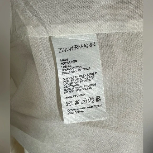 NWT Zimmermann Cream Linen Daisy Mini Dress Ruffle Long Sleeve AU 0P (US 2P) - Picture 15 of 16